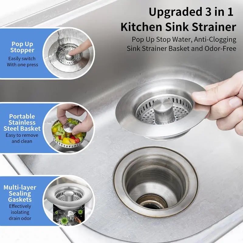 š„Hot Sale 50% OFFš„3 in 1 Kitchen Sink Drain Strainer Kitchen Gadgets