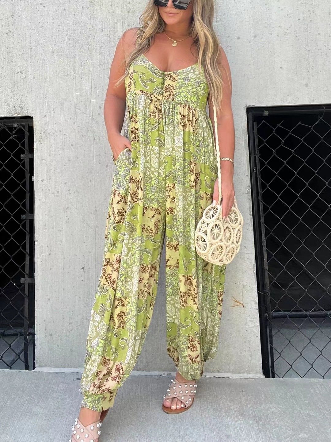 💕Limited Sale 50% OFF💕Cooper Patchwork Print Loose Jumpsuit