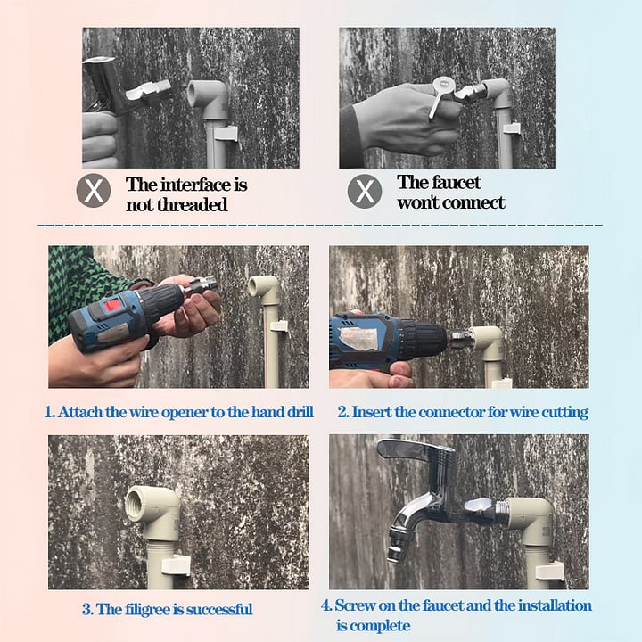 š„Hot Sale 50%š„Electric Drill Compatible PVC Pipe Threader Kit with Various Die Sizes