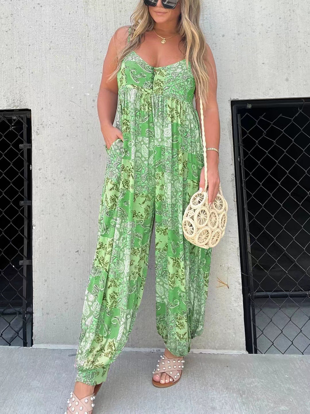 💕Limited Sale 50% OFF💕Cooper Patchwork Print Loose Jumpsuit