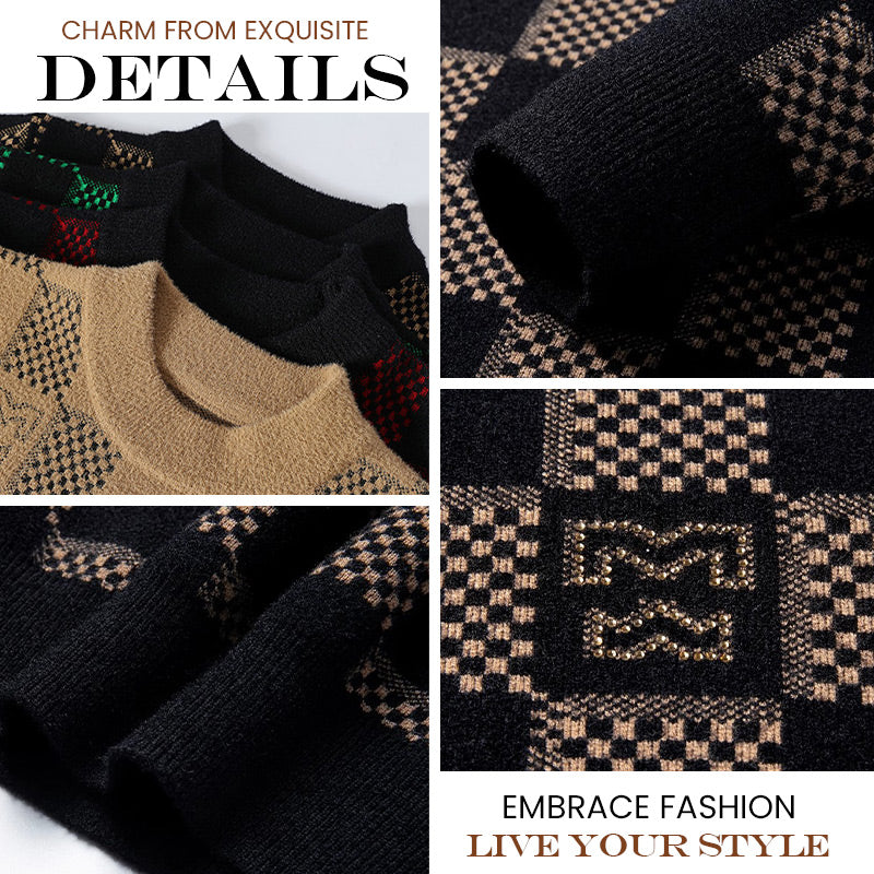 🔥Heißer Verkauf 54% OFF 🔥 Herren kariert gedruckt Mock Neck Verdickter Pullover Pullover