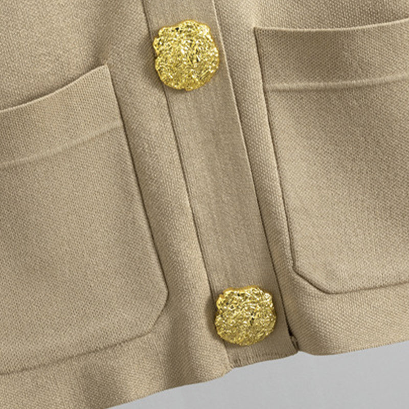 💖Limited Sale 50% OFF💖Gold Button Soft Knit Trouser Co-Ord
