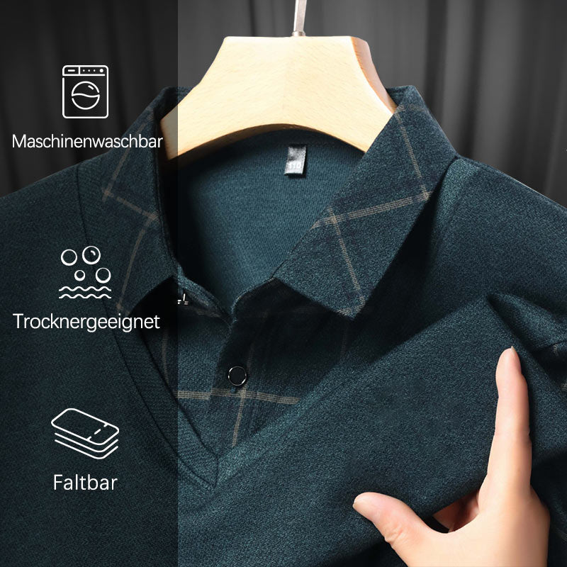 LETZTER TAG AKTION - 58% RABATT🏆Herren Fake Zweiteiler mit Revers Langarm Oberteile