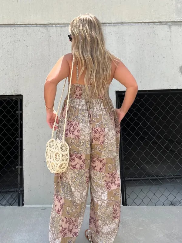 💕Limited Sale 50% OFF💕Cooper Patchwork Print Loose Jumpsuit