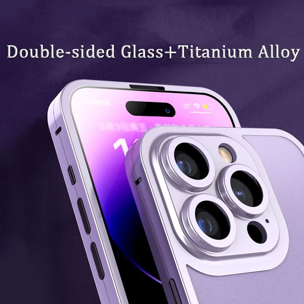 💖Limited Sale 50% OFF💖For iPhone 12/13/14 Titanium Alloy Double-sided Glass All-inclusive Phone Case