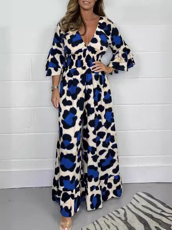 💖LAST DAY SALE 50% OFF💖Leopard print V-neck jumpsuit