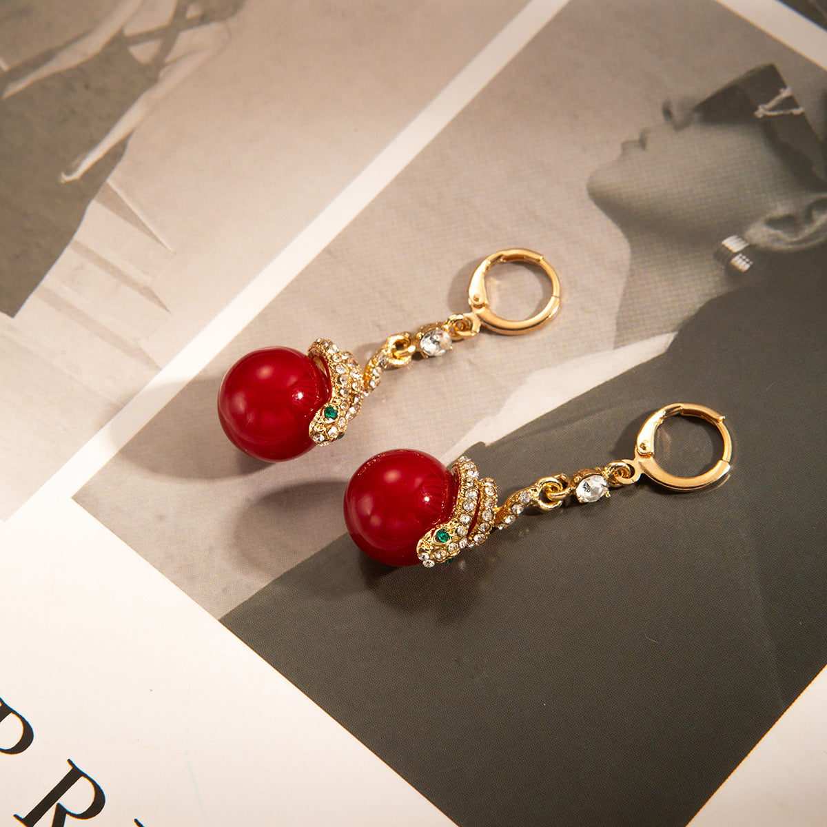 🐍Valentine's Day 50% OFF🎀Gold Plated Snake Pearl Earrings