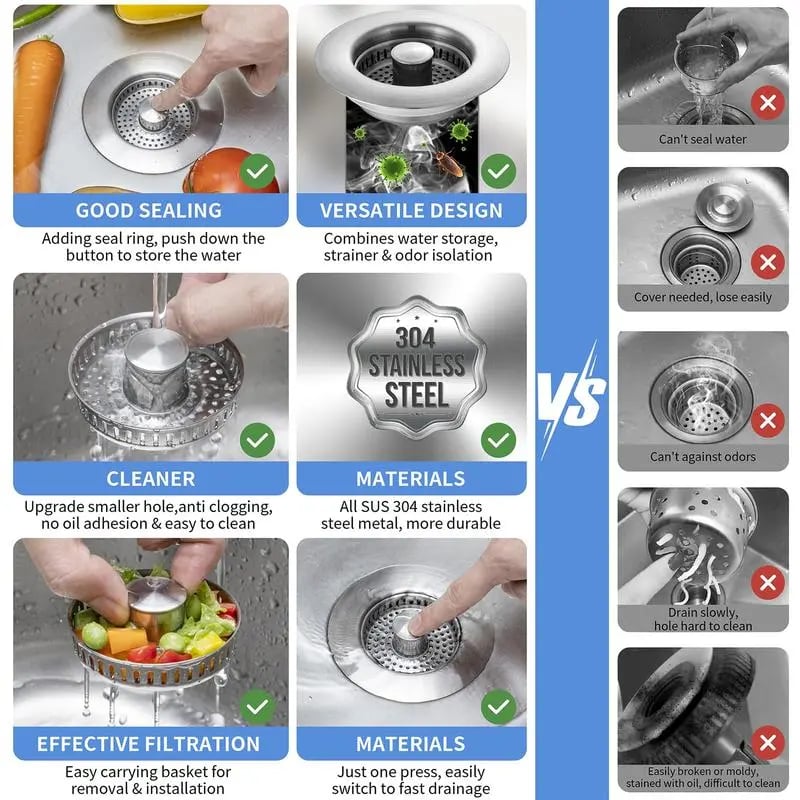 š„Hot Sale 50% OFFš„3 in 1 Kitchen Sink Drain Strainer Kitchen Gadgets