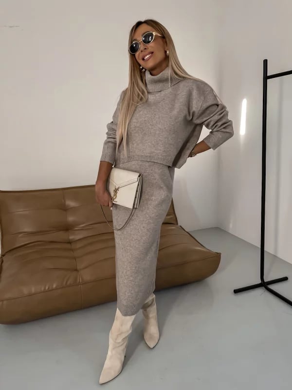 🎀Limited Sale 50% OFF🎀Midi Sweater Dress & Turtleneck Ensemble
