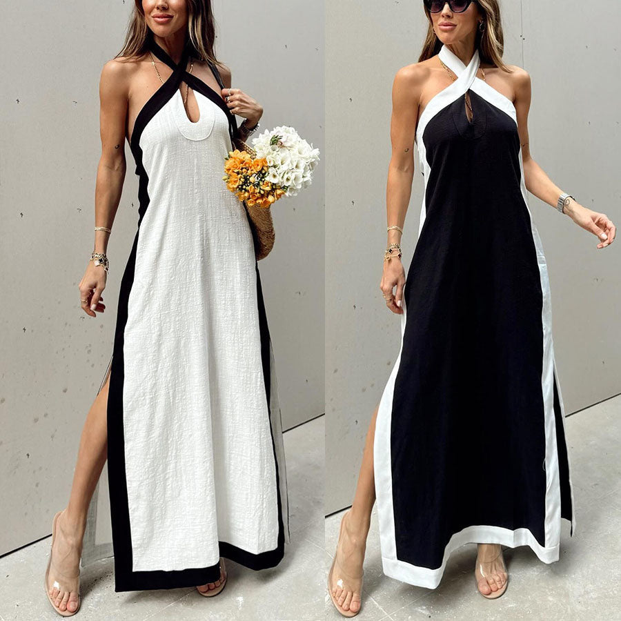 💕Limited Sale 50% OFF💕Women's Backless Halter Neck Split Maxi Dress – Effortless Elegance Awaits!