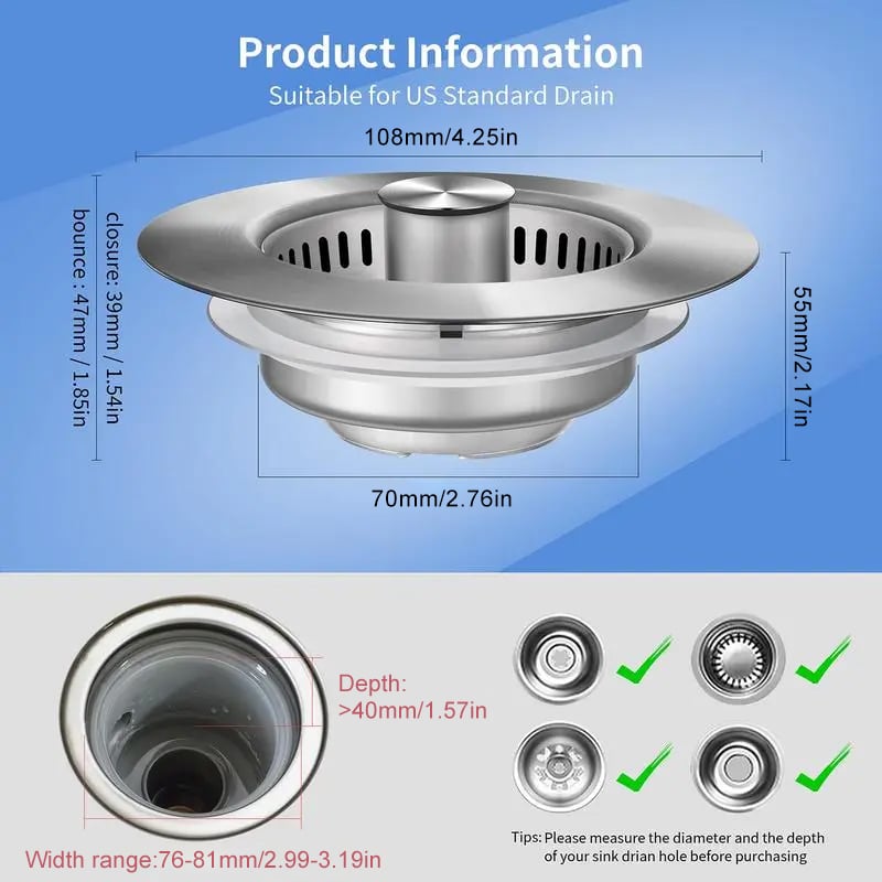 š„Hot Sale 50% OFFš„3 in 1 Kitchen Sink Drain Strainer Kitchen Gadgets