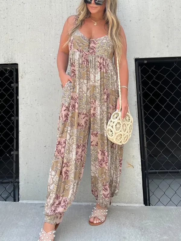 💕Limited Sale 50% OFF💕Cooper Patchwork Print Loose Jumpsuit