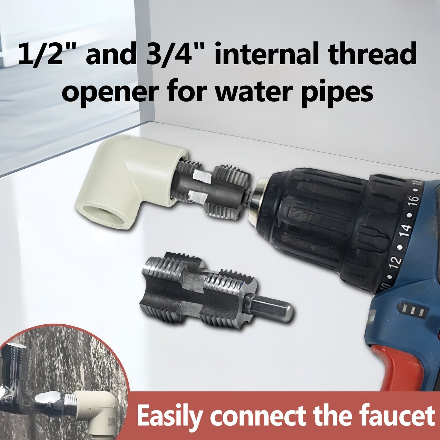 š„Hot Sale 50%š„Electric Drill Compatible PVC Pipe Threader Kit with Various Die Sizes