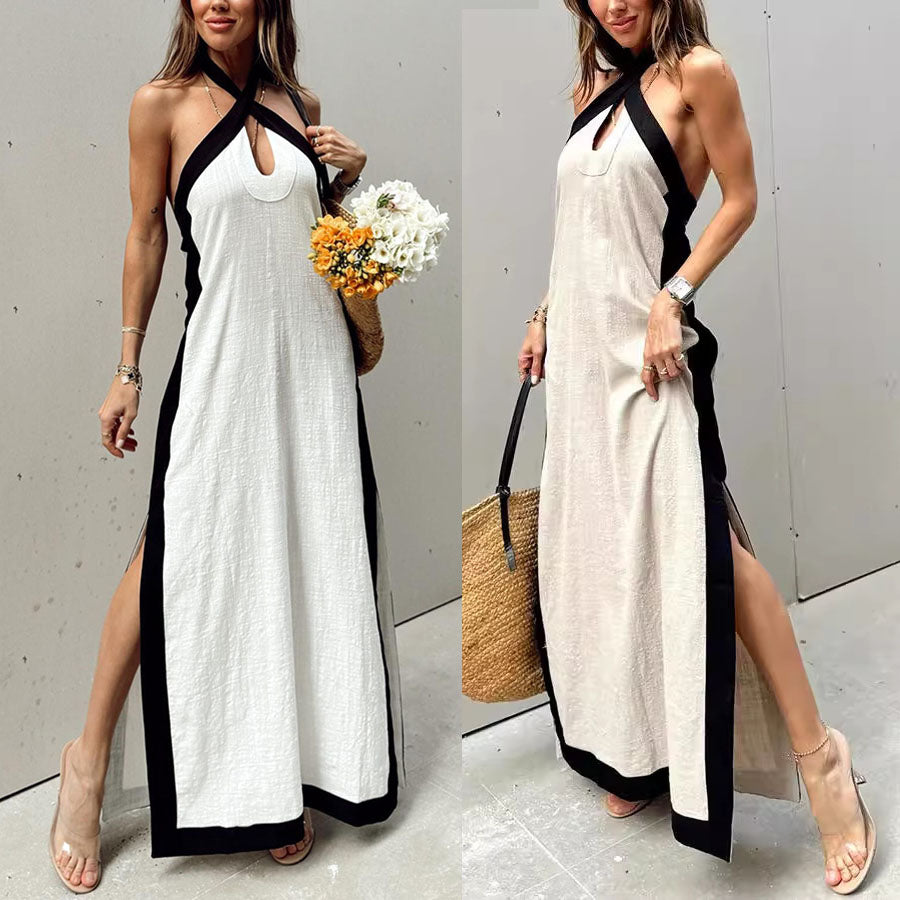 💕Limited Sale 50% OFF💕Women's Backless Halter Neck Split Maxi Dress – Effortless Elegance Awaits!