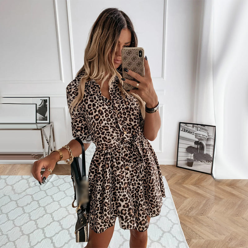 💕Limited Sale 50% OFF💕Animal Printed Short Shirts Dress for Women