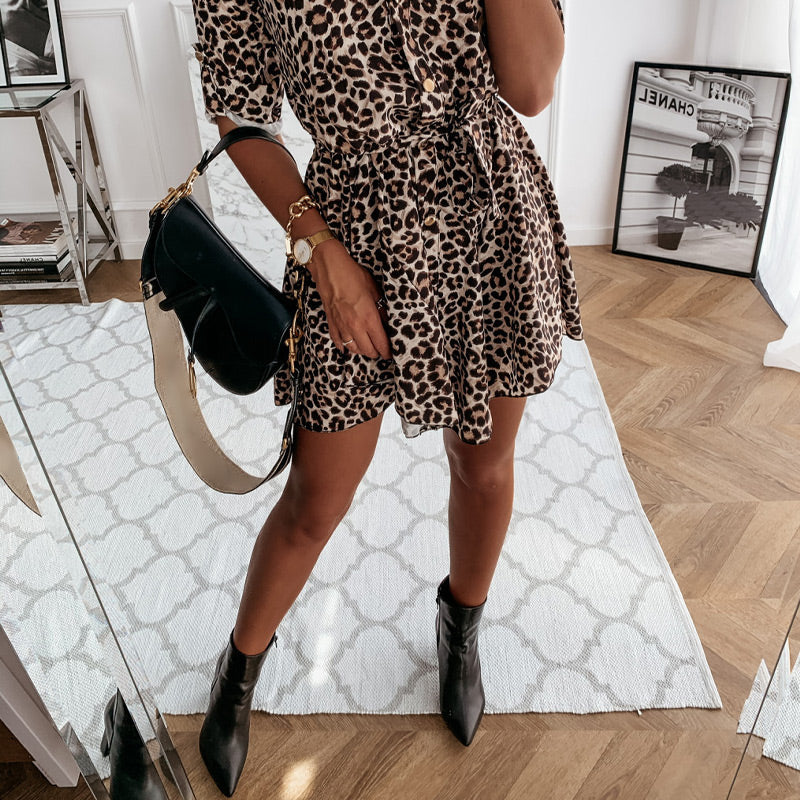 💕Limited Sale 50% OFF💕Animal Printed Short Shirts Dress for Women