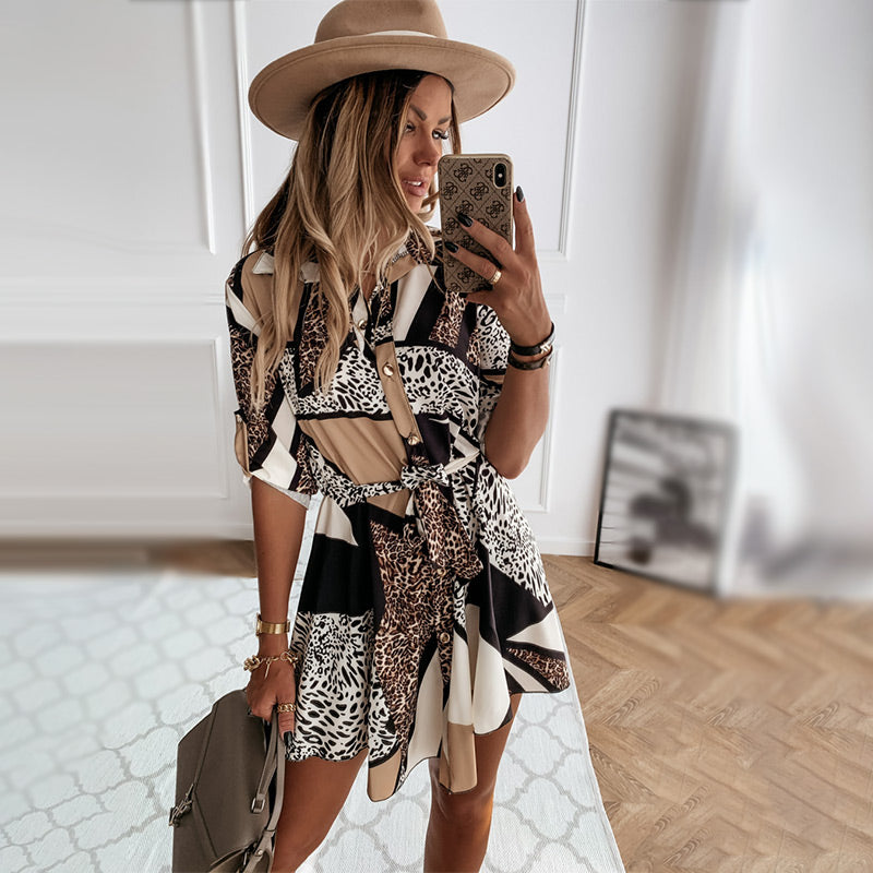 💕Limited Sale 50% OFF💕Animal Printed Short Shirts Dress for Women