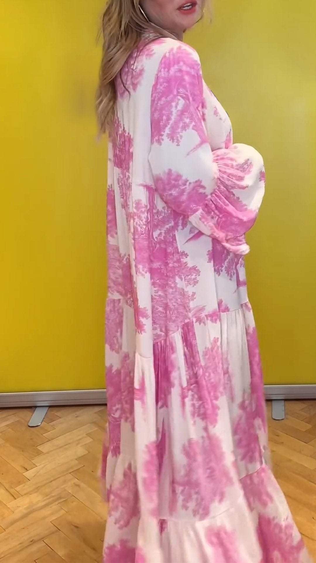 💖LAST DAY SALE 50% OFF💖Women Summer V-neck Forest Pattern Maxi Dress