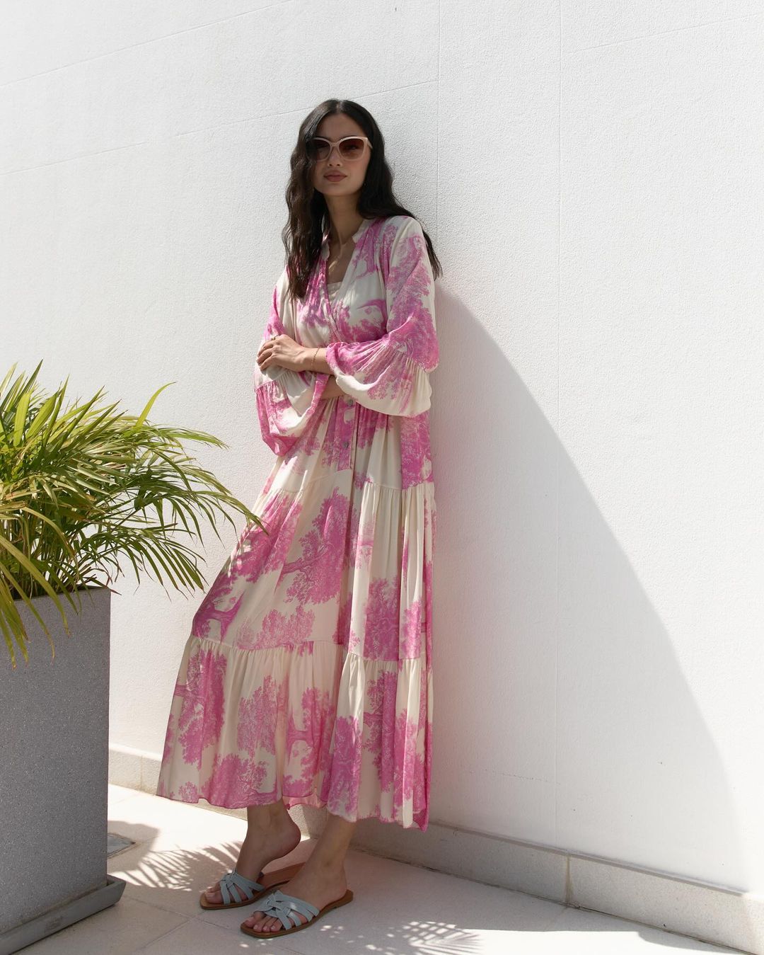 💖LAST DAY SALE 50% OFF💖Women Summer V-neck Forest Pattern Maxi Dress