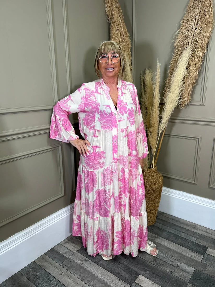 💖LAST DAY SALE 50% OFF💖Women Summer V-neck Forest Pattern Maxi Dress
