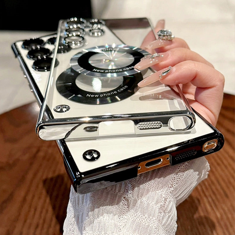 Ultradünne transparente Handyhülle mit magnetischem Ring für Samsung