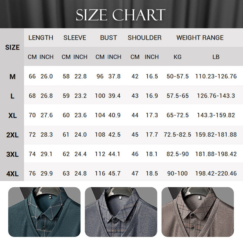 💖Limited Sale 50% OFF💖Men's Faux Two-Piece Long Sleeve Top