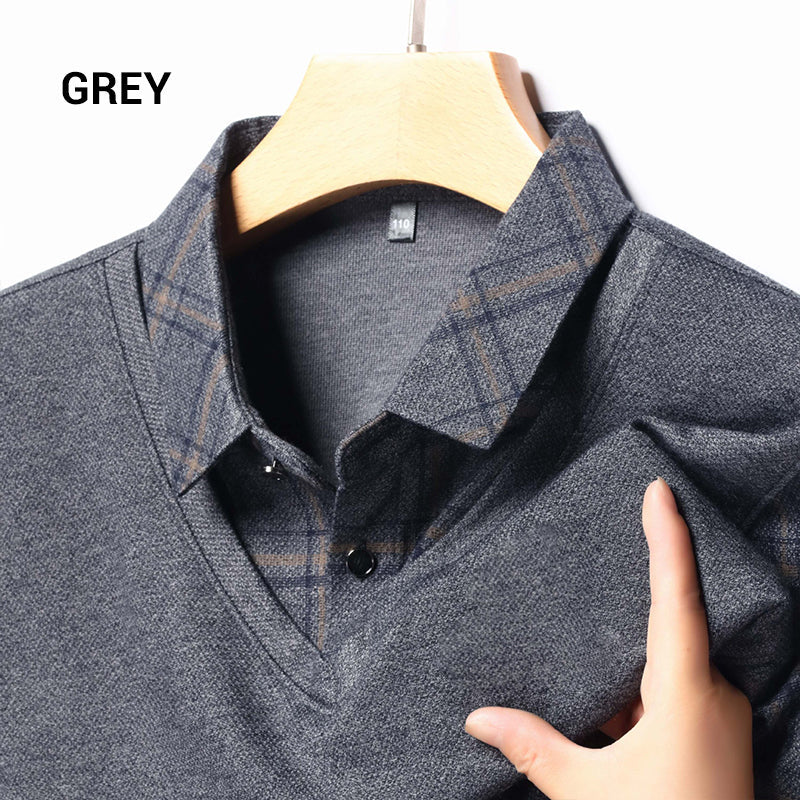 💖Limited Sale 50% OFF💖Men's Faux Two-Piece Long Sleeve Top