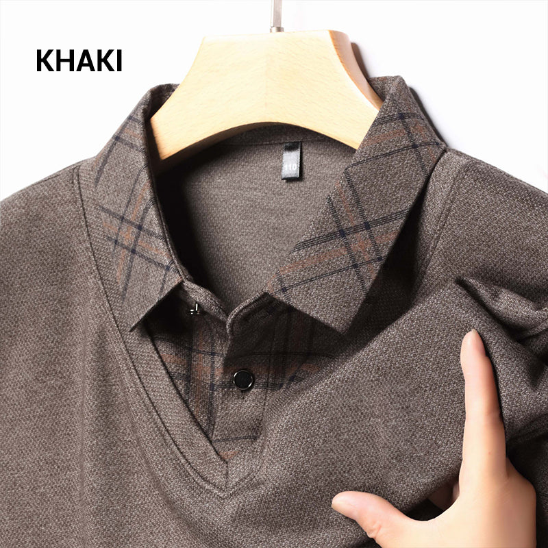 💖Limited Sale 50% OFF💖Men's Faux Two-Piece Long Sleeve Top