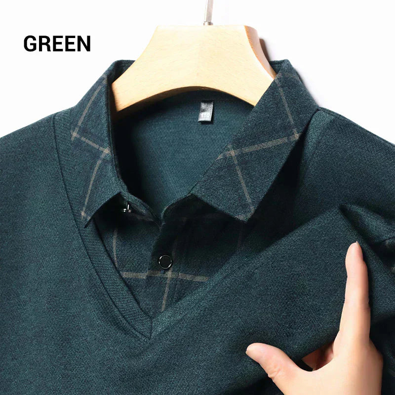 💖Limited Sale 50% OFF💖Men's Faux Two-Piece Long Sleeve Top