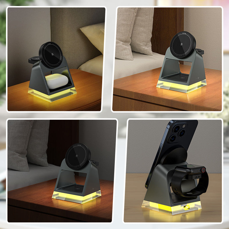 ⚡✨3-in-1 Wireless Magnetic Charging Stand with Night Light✨⚡