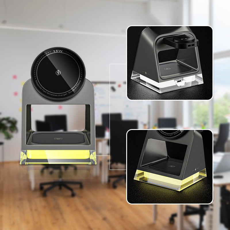 ⚡✨3-in-1 Wireless Magnetic Charging Stand with Night Light✨⚡