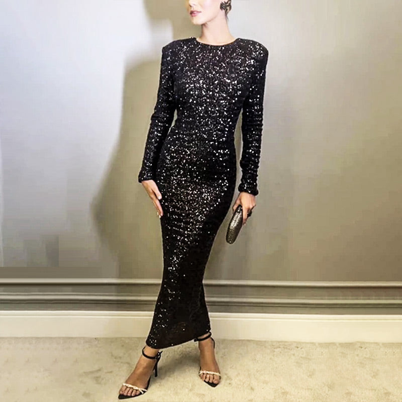 💖Limited Sale 50% OFF💖Sequined Bow Maxi Dress with Backless Split