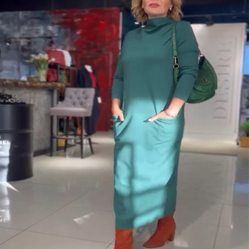 💖Limited Sale 50% OFF💖Women's Mock Neck Dress with Pockets