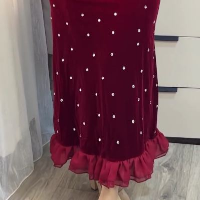 💖Limited Sale 50% OFF💖Women's Rhinestone Dress with Ruched Ruffle Hem【✈️free shipping 】