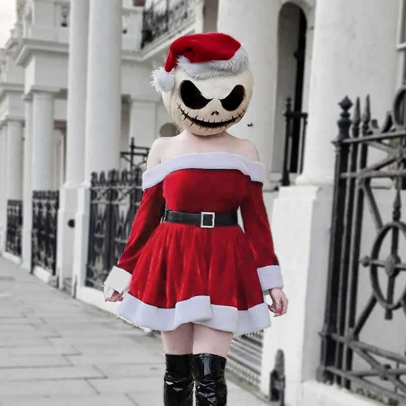 💖Limited Sale 50% OFF💖Women's Christmas One-Shoulder A-Swing Dress
