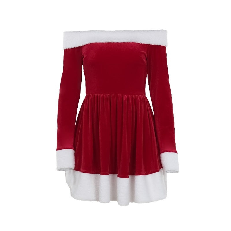 💖Limited Sale 50% OFF💖Women's Christmas One-Shoulder A-Swing Dress