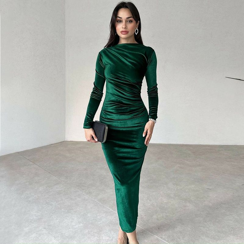 💖Limited Sale 50% OFF💖Women's Fashion Solid Color Long Sleeve Slim Fit Dress