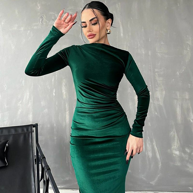 💖Limited Sale 50% OFF💖Women's Fashion Solid Color Long Sleeve Slim Fit Dress