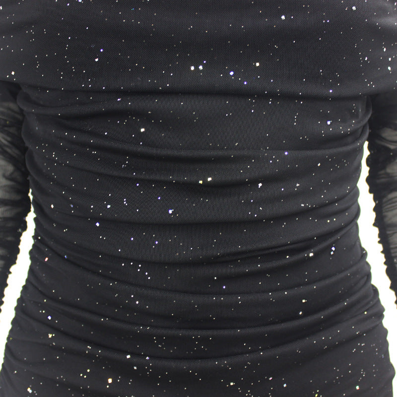 💖Limited Sale 50% OFF💖Glitter Pleated Off-Shoulder Wrap Party Dress