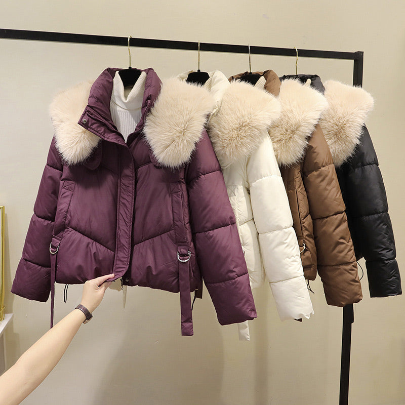 💖Limited Sale 50% OFF💖 Women's Warm Full-Zip Short Jacket with Puffy Collar