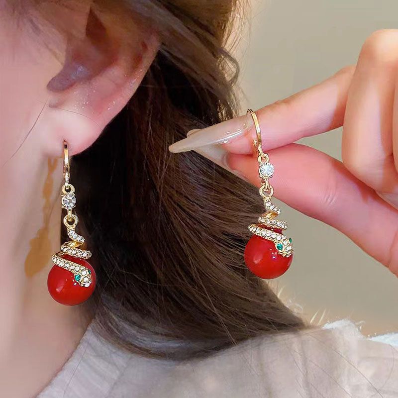 🐍Valentine's Day 50% OFF🎀Gold Plated Snake Pearl Earrings