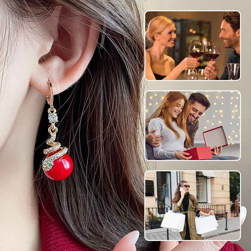 🐍Valentine's Day 50% OFF🎀Gold Plated Snake Pearl Earrings