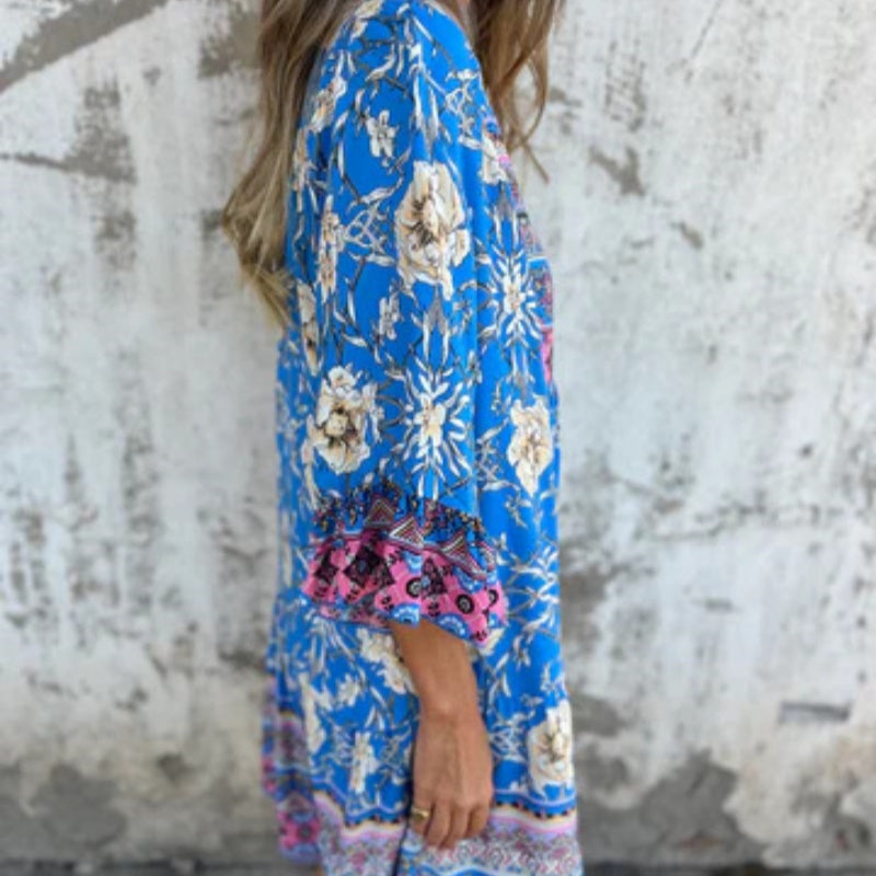 💕Limited Sale 50% OFF💕Casual Floral V-Neck Button Closure Dress