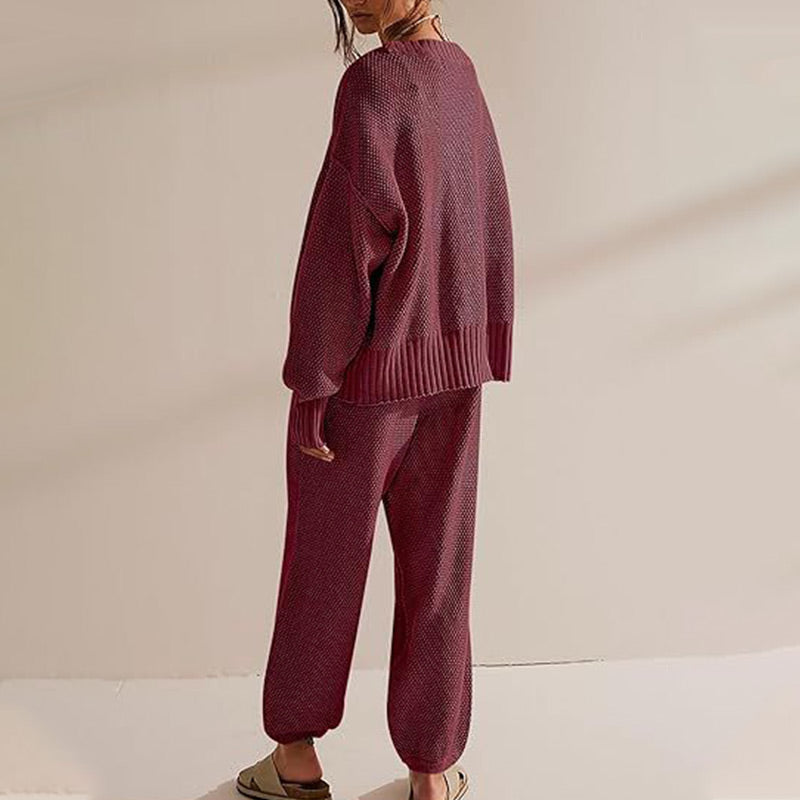 💖Limited Sale 50% OFF💖Women's Casual 2-piece Outfits Oversized Knit Cardigan and High-waist Baggy Pants