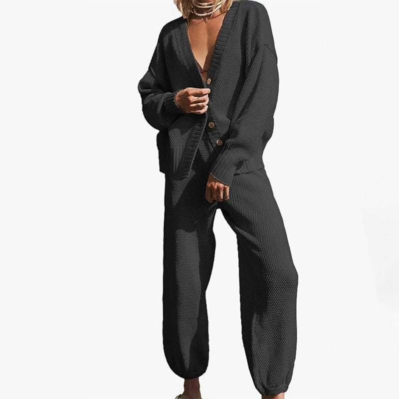 💖Limited Sale 50% OFF💖Women's Casual 2-piece Outfits Oversized Knit Cardigan and High-waist Baggy Pants