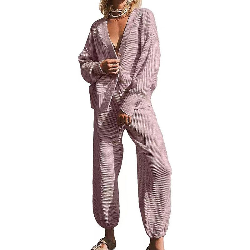 💖Limited Sale 50% OFF💖Women's Casual 2-piece Outfits Oversized Knit Cardigan and High-waist Baggy Pants