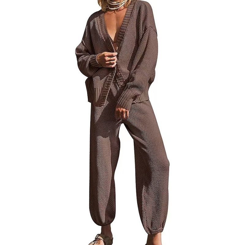 💖Limited Sale 50% OFF💖Women's Casual 2-piece Outfits Oversized Knit Cardigan and High-waist Baggy Pants