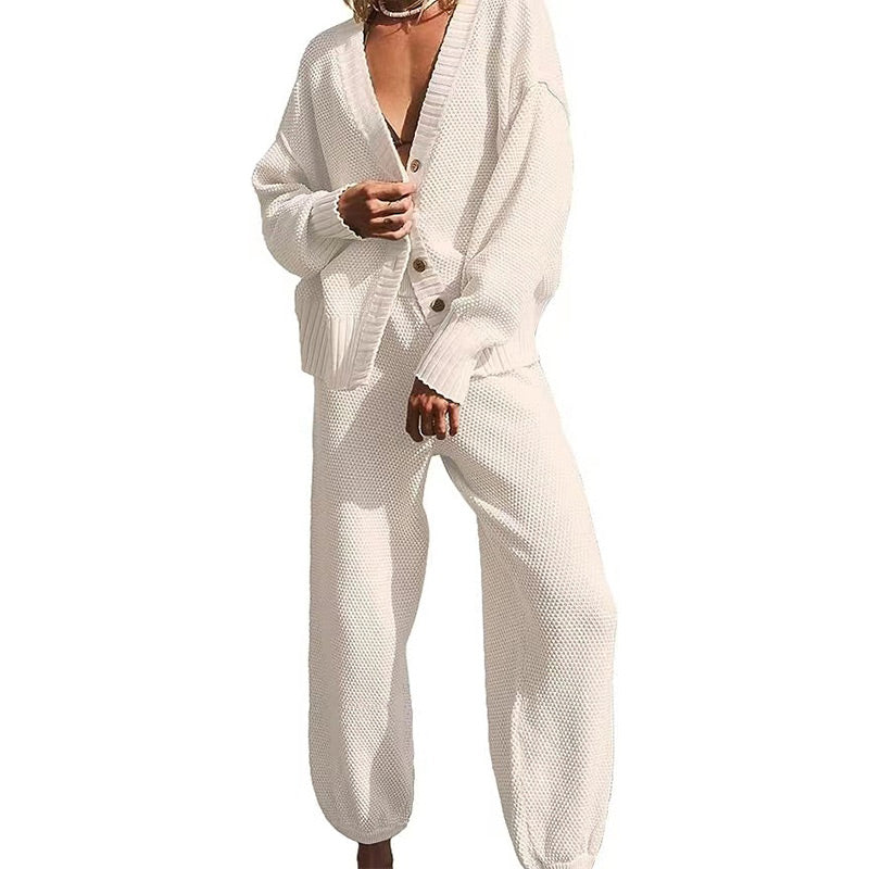 💖Limited Sale 50% OFF💖Women's Casual 2-piece Outfits Oversized Knit Cardigan and High-waist Baggy Pants