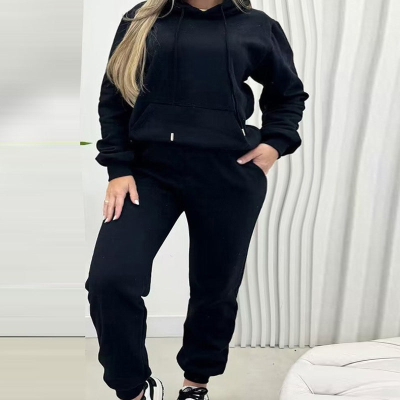 💖Limited Sale 50% OFF💖Women's Solid Color Casual Warm Top &Pants Two Piece Set