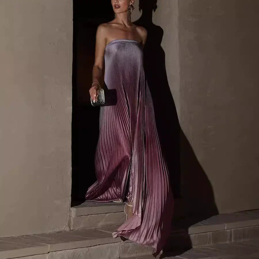 💖LAST DAY PROMOTION - 50%OFF💖Ombre Strapless Pleated Evening Dress